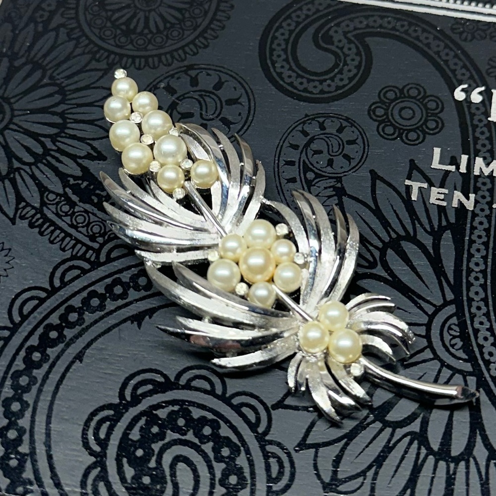 Unique Vintage Crown Tifari Branch Stamped Brooch